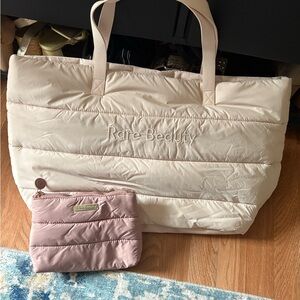 Rare Beauty Beige and Mauve Tote Bag Set